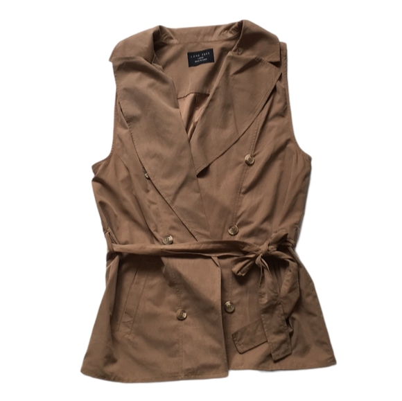Love Tree Sleeveless Brown Front Tie Vest Sz L - Picture 7 of 8